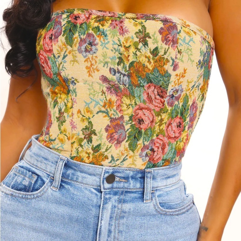 The Jacquard Reset Floral detailed Corset Top - BNWT (Medium)